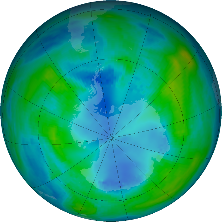 Antarctic ozone map for 24 April 1984